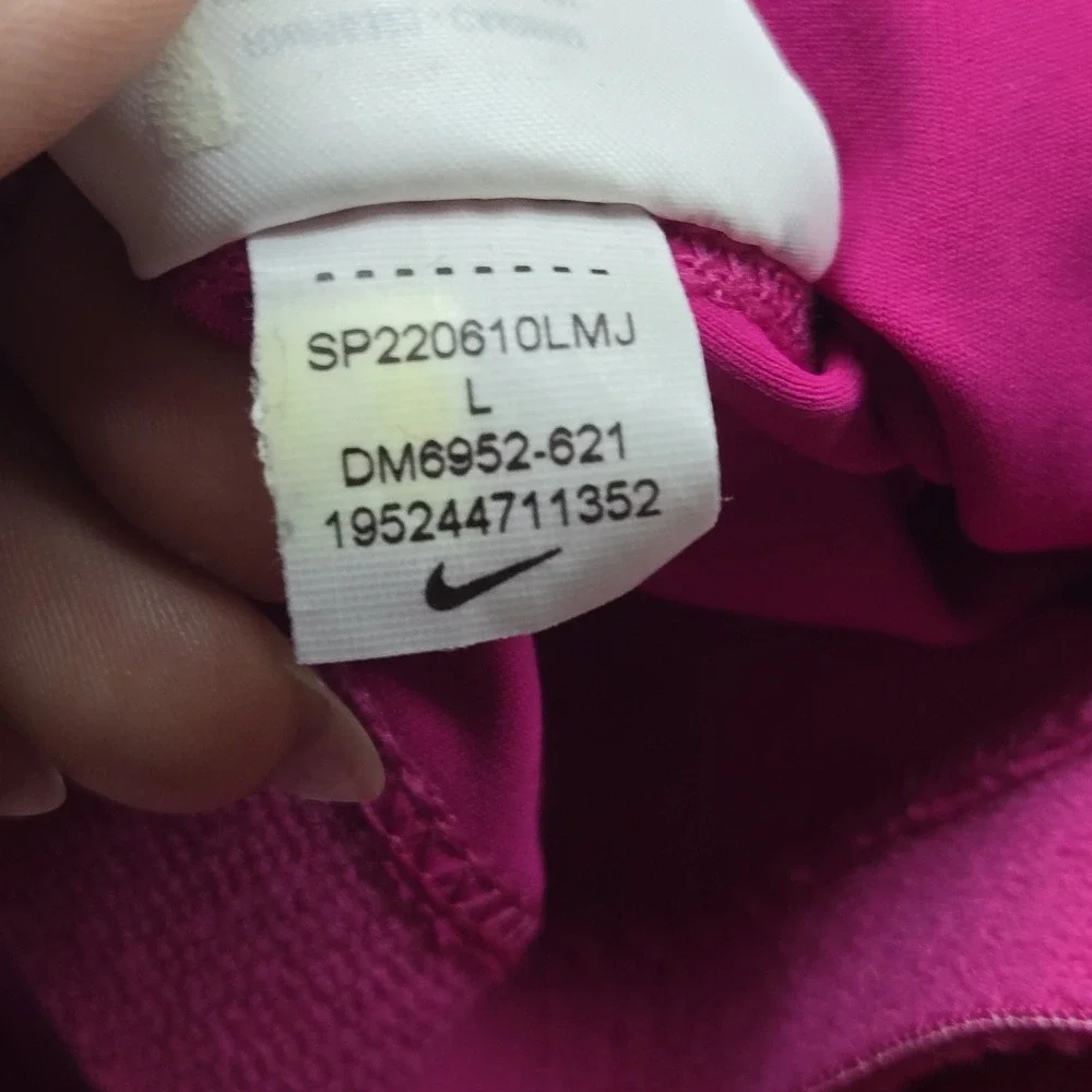 Nike Women Sports Bra Large Pink Pro Dri FIT Pullover  Zipper Pullover READ